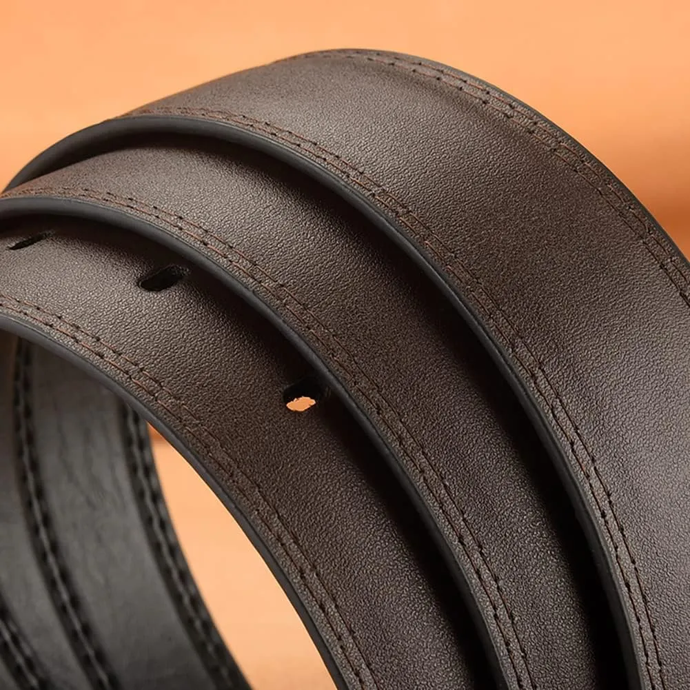 Men's Classic Genuine Leather Belts,Business Dress Belts with Single Prong Buckle,Adjustable Trim to Fit