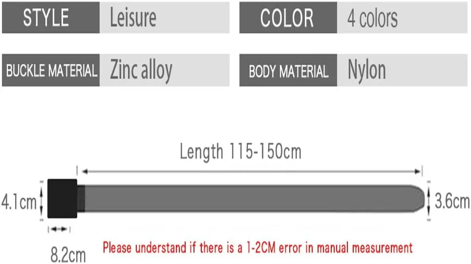 Men's Elastic Belt Tough Stretch Military Belt Soft Nylon Sports Accessories Men Women