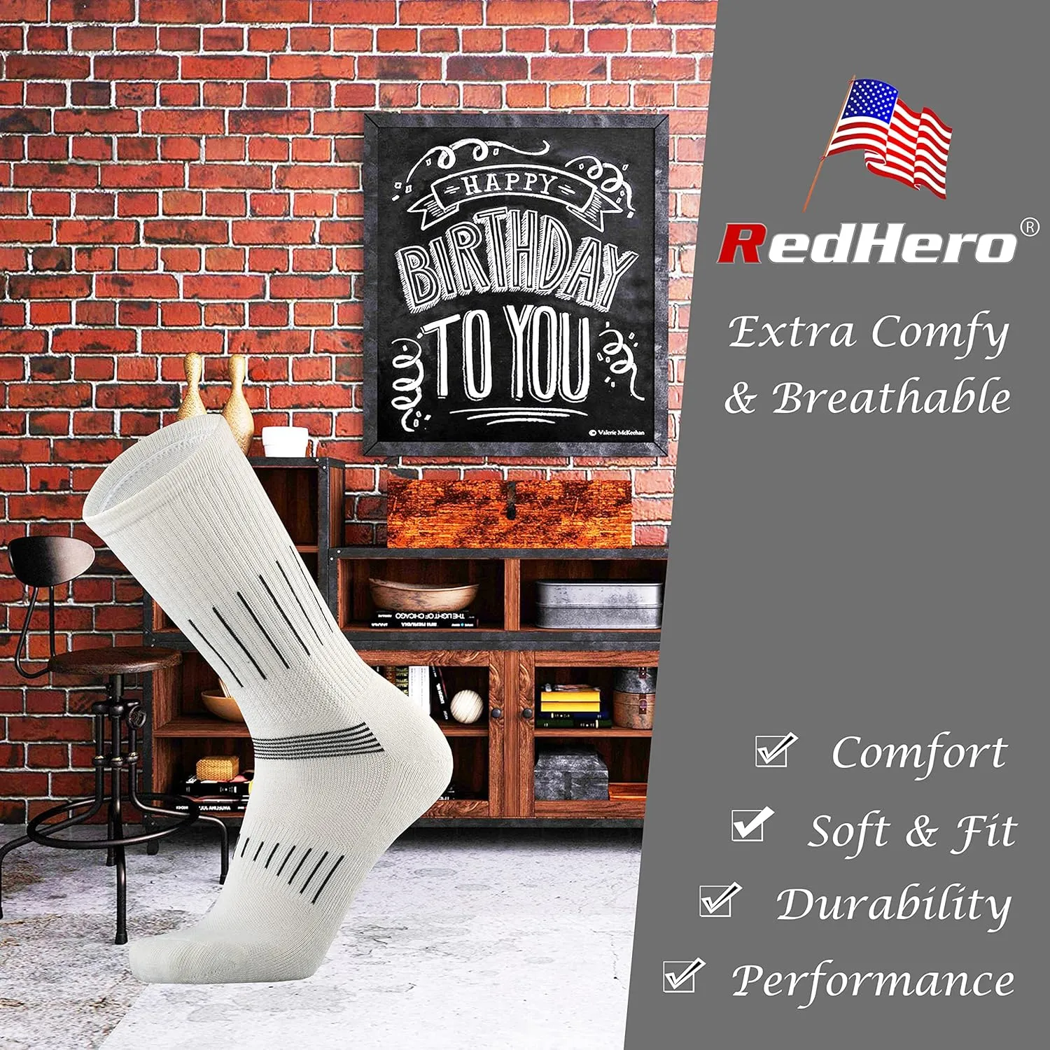 Men's Merino Wool Cushion Crew Socks for Outdoor Hiking Trekking Hike Soft Cozy Thermal Fit Moisture Control