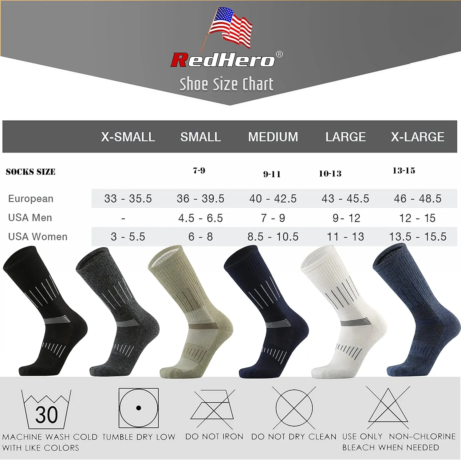 Men's Merino Wool Cushion Crew Socks for Outdoor Hiking Trekking Hike Soft Cozy Thermal Fit Moisture Control