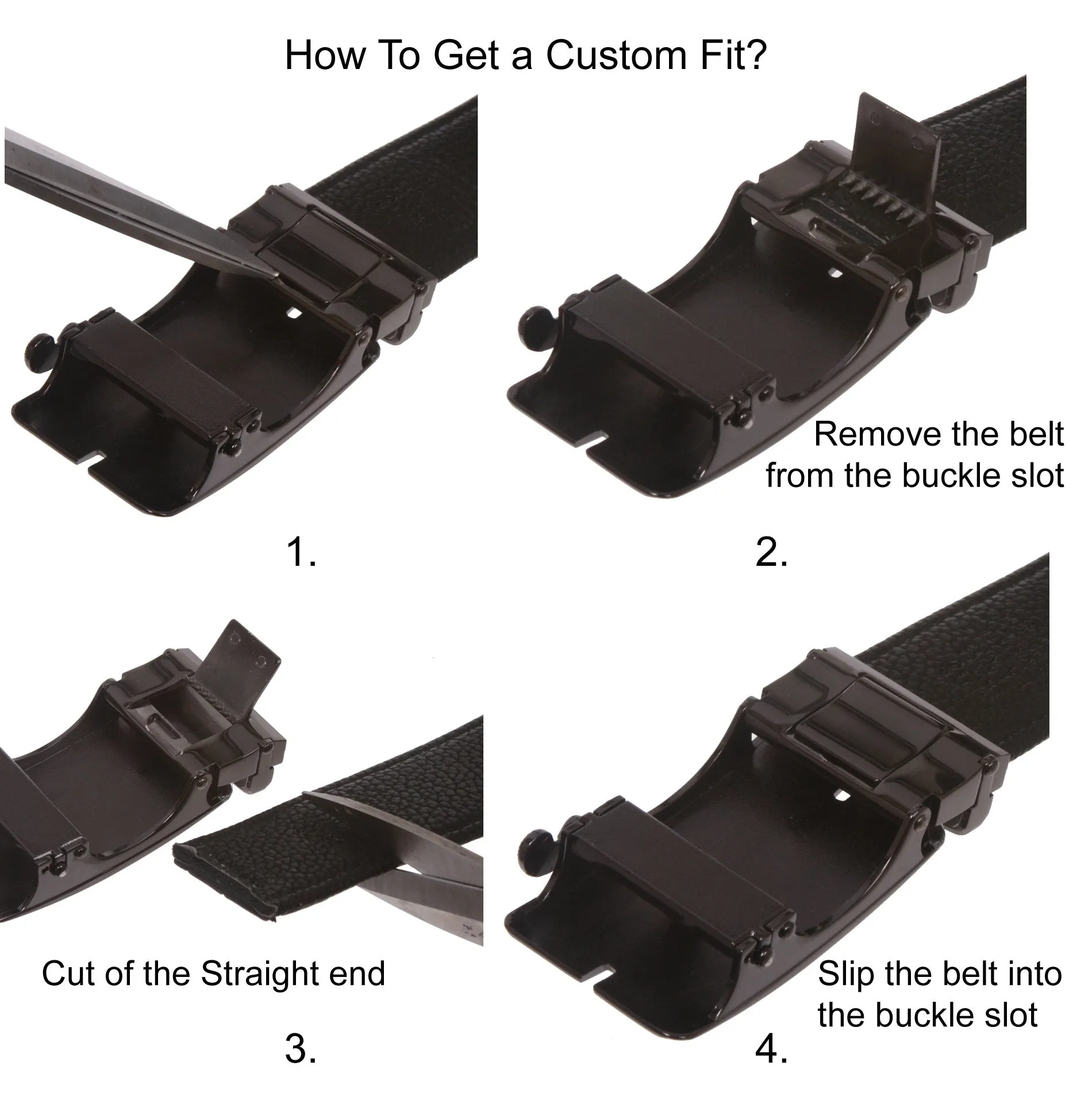 Men's Plain Leather Slide Ratchet Dress Belt with G Design Automatic Buckle