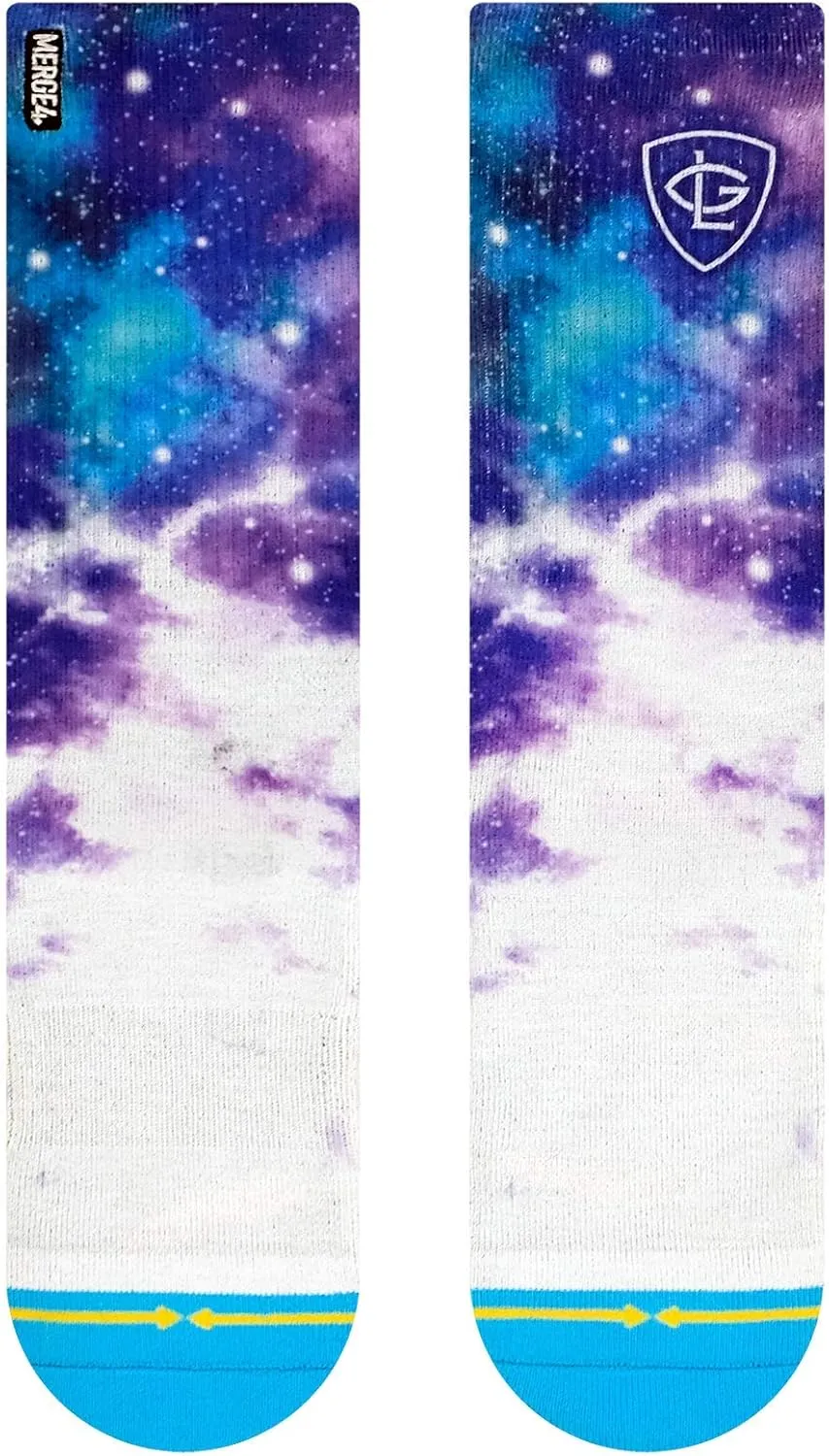 MERGE4 Greg Lutzka Sapphire Sky Large Artist Crew Socks Blue Purple Starry Sky Galaxy Cozy
