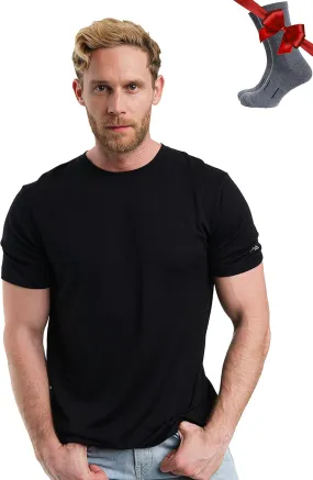 Merino.tech Merino Wool T-Shirt Mens - 100% Organic Merino Wool Undershirt Thermal Shirts for Men Base Layer and Hiking Socks