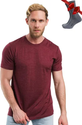 Merino.tech Merino Wool T-Shirt Mens - 100% Organic Merino Wool Undershirt Thermal Shirts for Men Base Layer and Hiking Socks