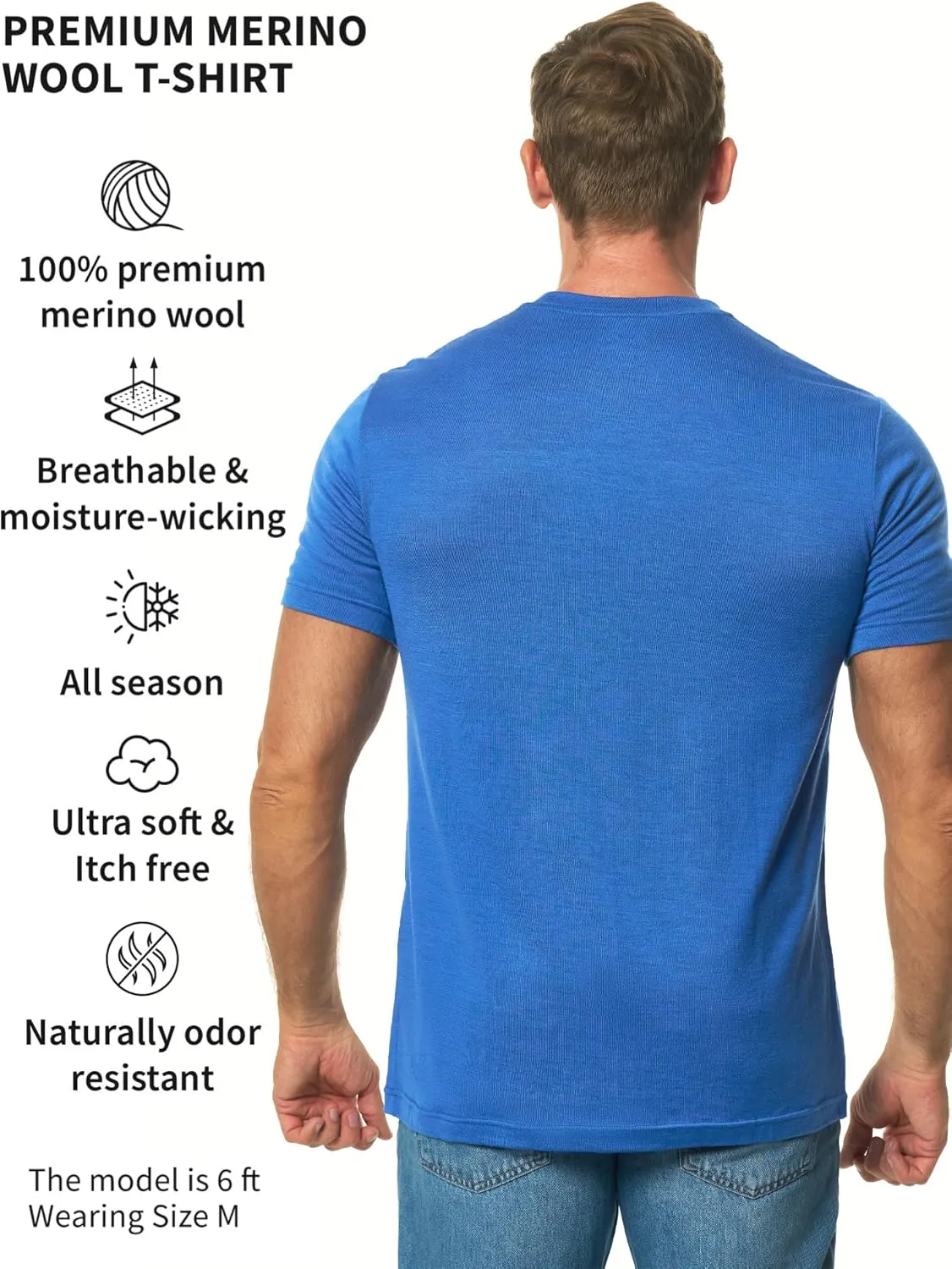 Merino.tech Merino Wool T-Shirt Mens - 100% Organic Merino Wool Undershirt Thermal Shirts for Men Base Layer and Hiking Socks