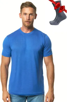 Merino.tech Merino Wool T-Shirt Mens - 100% Organic Merino Wool Undershirt Thermal Shirts for Men Base Layer and Hiking Socks