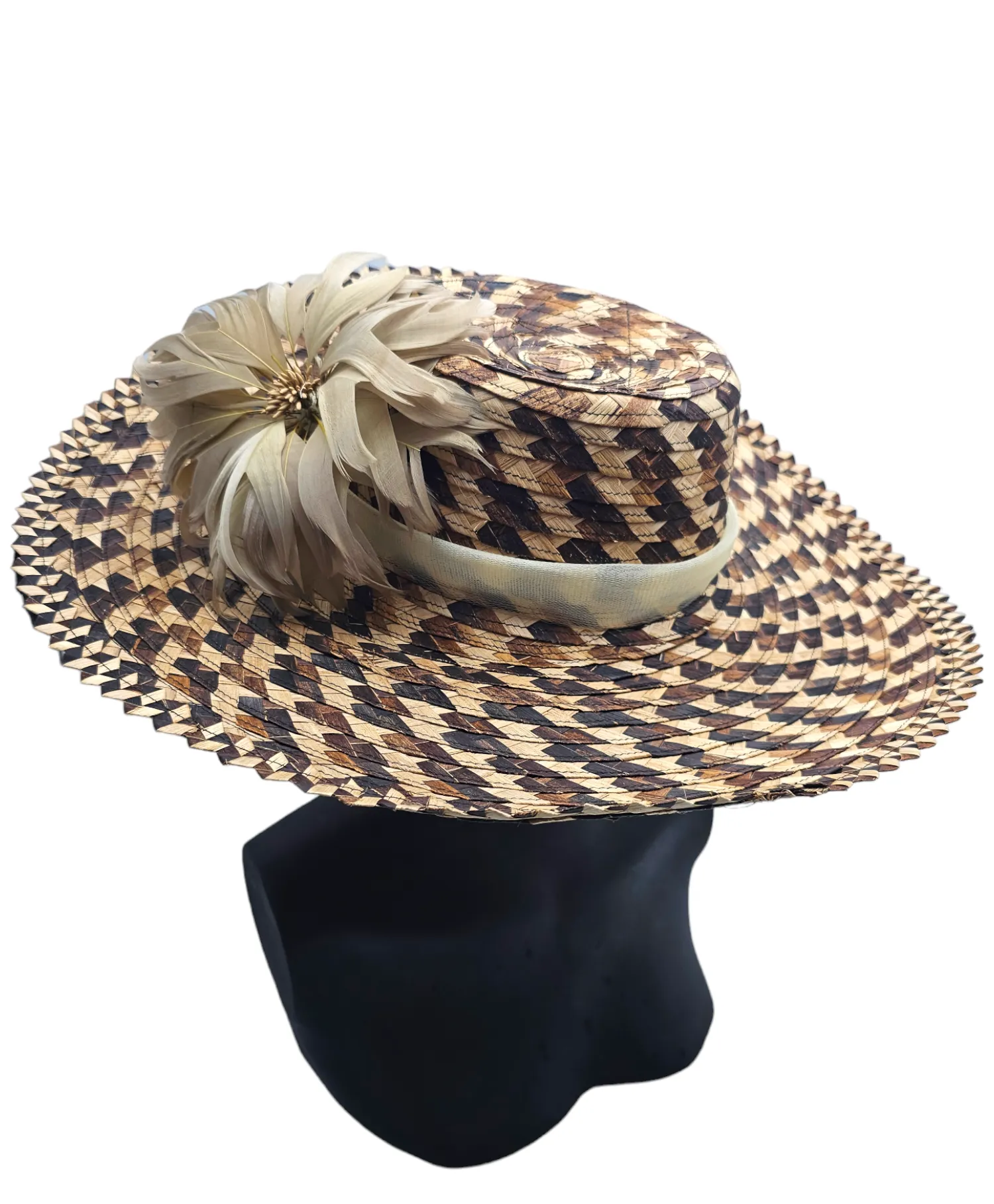 Neutral Colored Sun Hat With Rosegold Flower (Dorado)