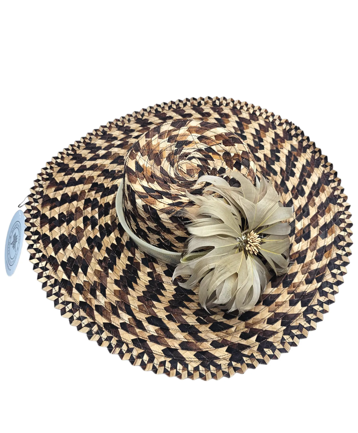 Neutral Colored Sun Hat With Rosegold Flower (Dorado)