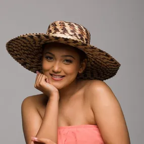 Neutral Colored Sun Hat With Rosegold Flower (Dorado)