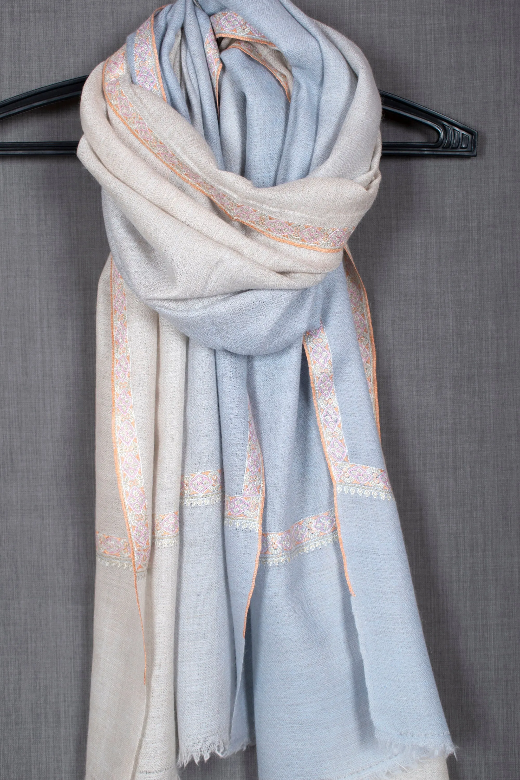 Ombre Scarves, Stylish Kashmir Shawl, Pashmina Scarf, Sozni Wrap, Super Soft, Handmade, Embroidered Neck Scarves, 28x80" - AKTAU