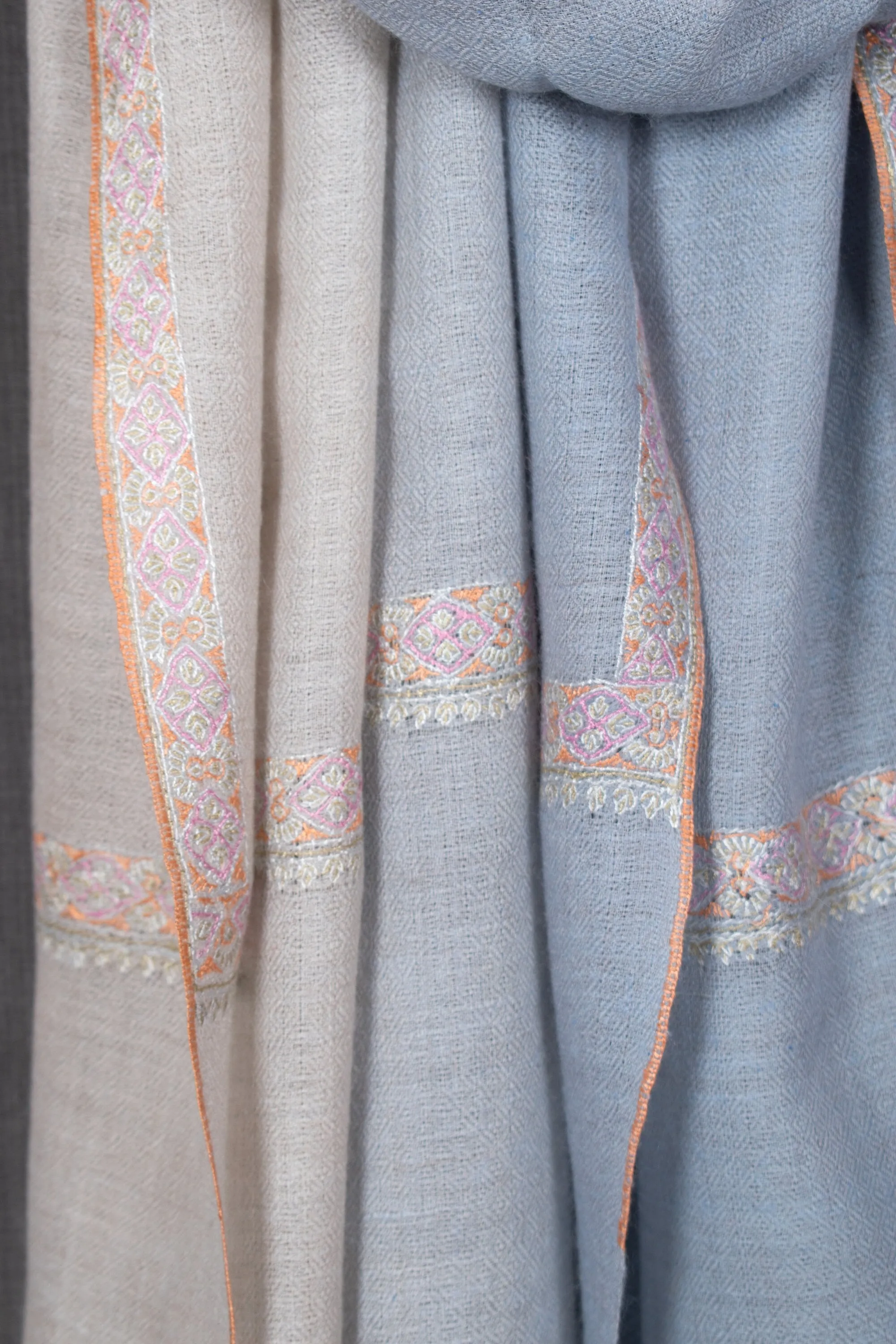 Ombre Scarves, Stylish Kashmir Shawl, Pashmina Scarf, Sozni Wrap, Super Soft, Handmade, Embroidered Neck Scarves, 28x80" - AKTAU