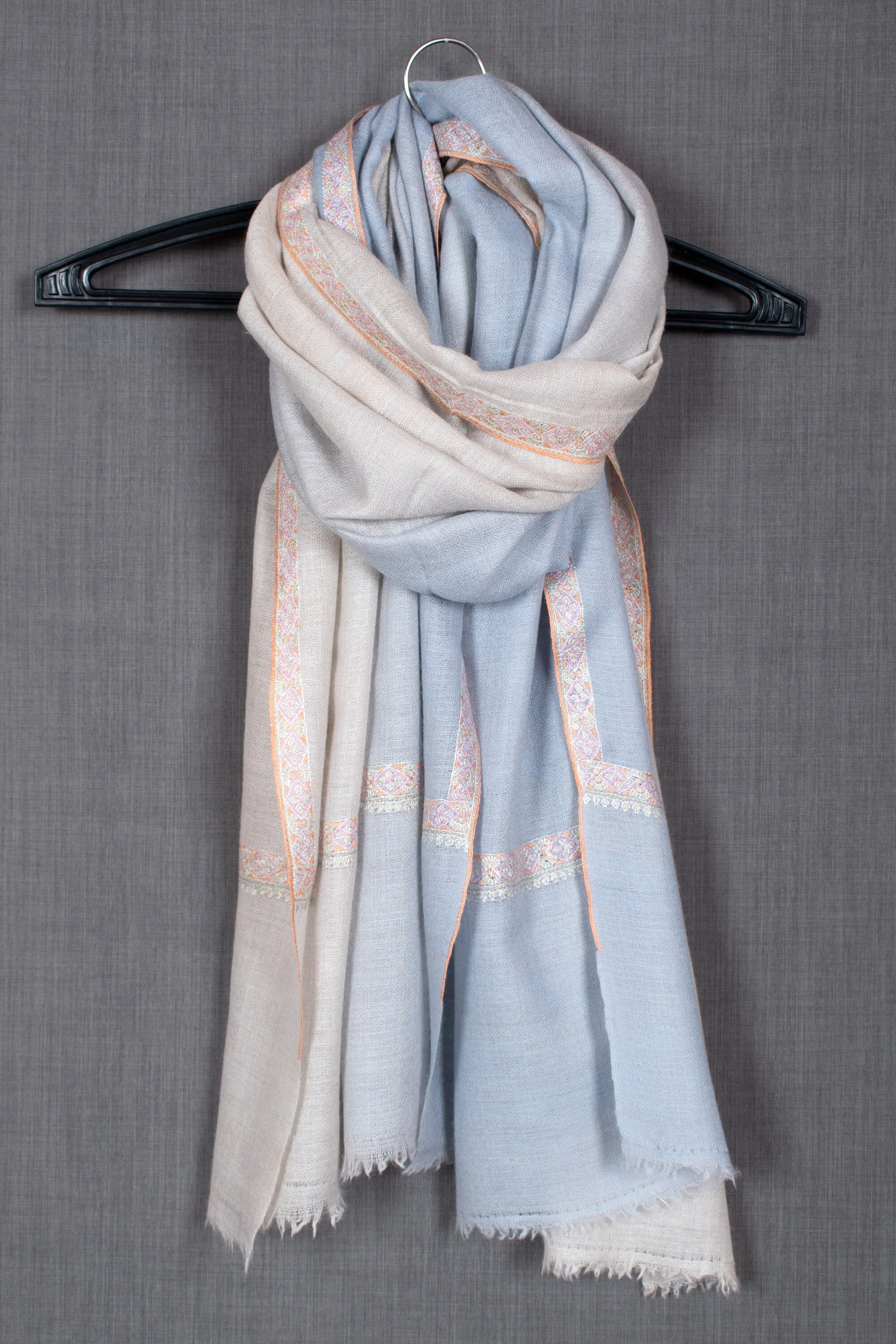 Ombre Scarves, Stylish Kashmir Shawl, Pashmina Scarf, Sozni Wrap, Super Soft, Handmade, Embroidered Neck Scarves, 28x80" - AKTAU