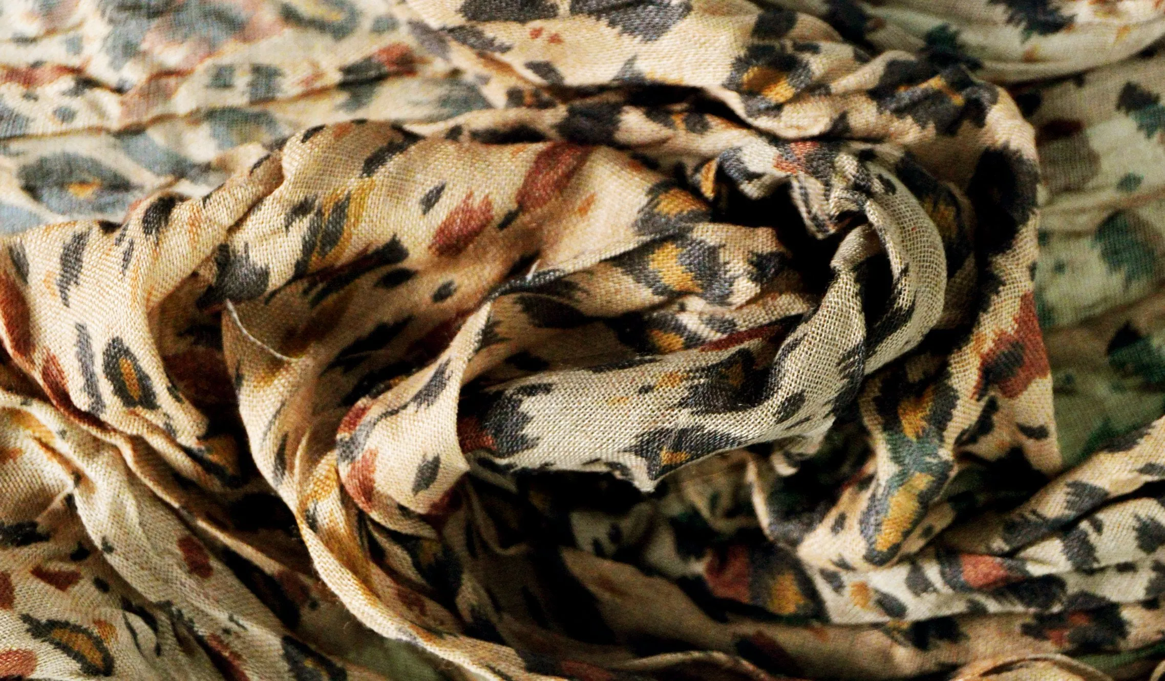 Peach Couture All Seasons Retro Zebra and Leopard Print Crinkle Scarf
