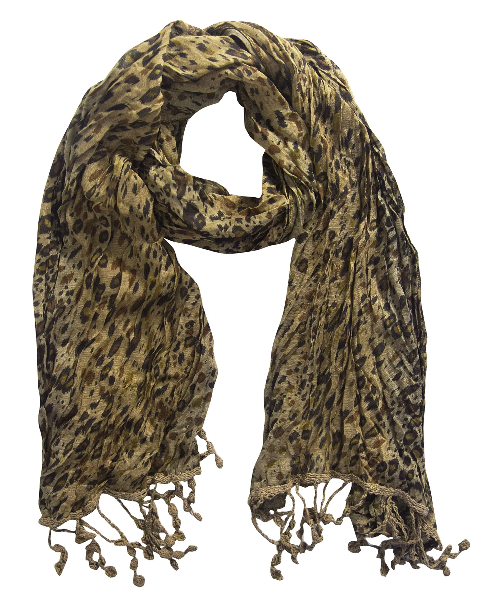 Peach Couture All Seasons Retro Zebra and Leopard Print Crinkle Scarf
