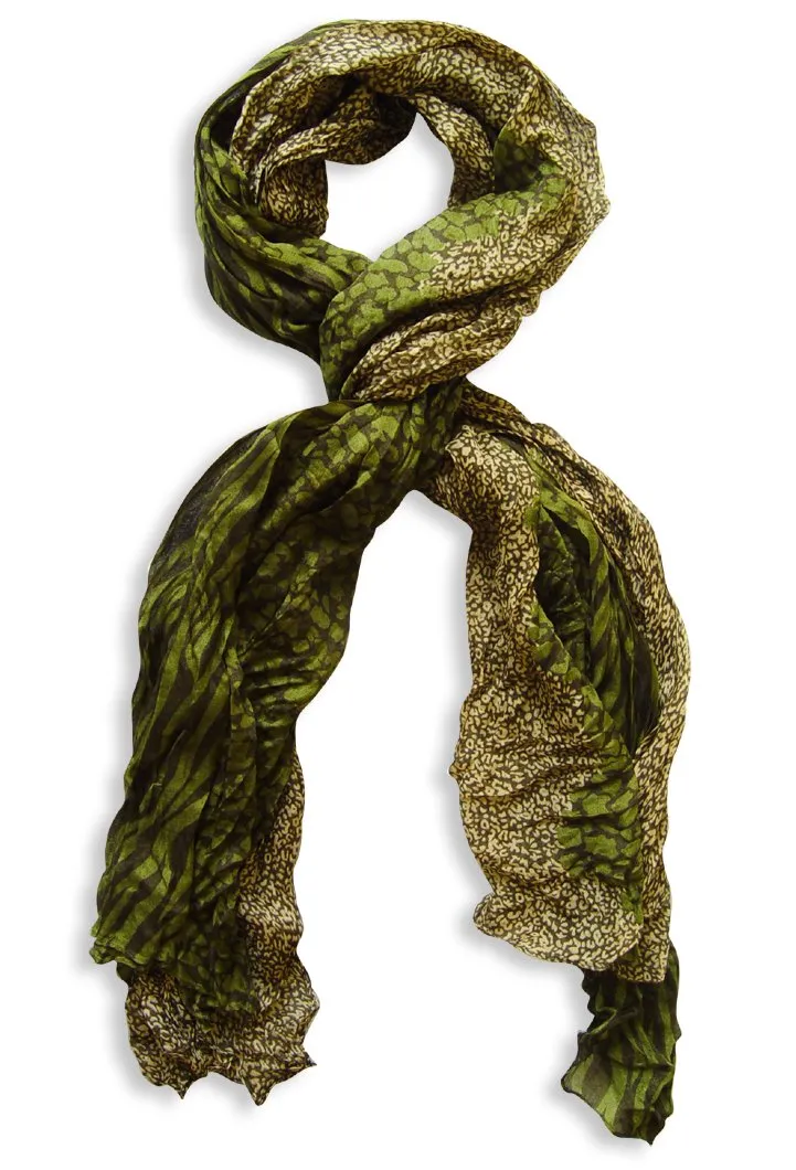 Peach Couture All Seasons Retro Zebra and Leopard Print Crinkle Scarf