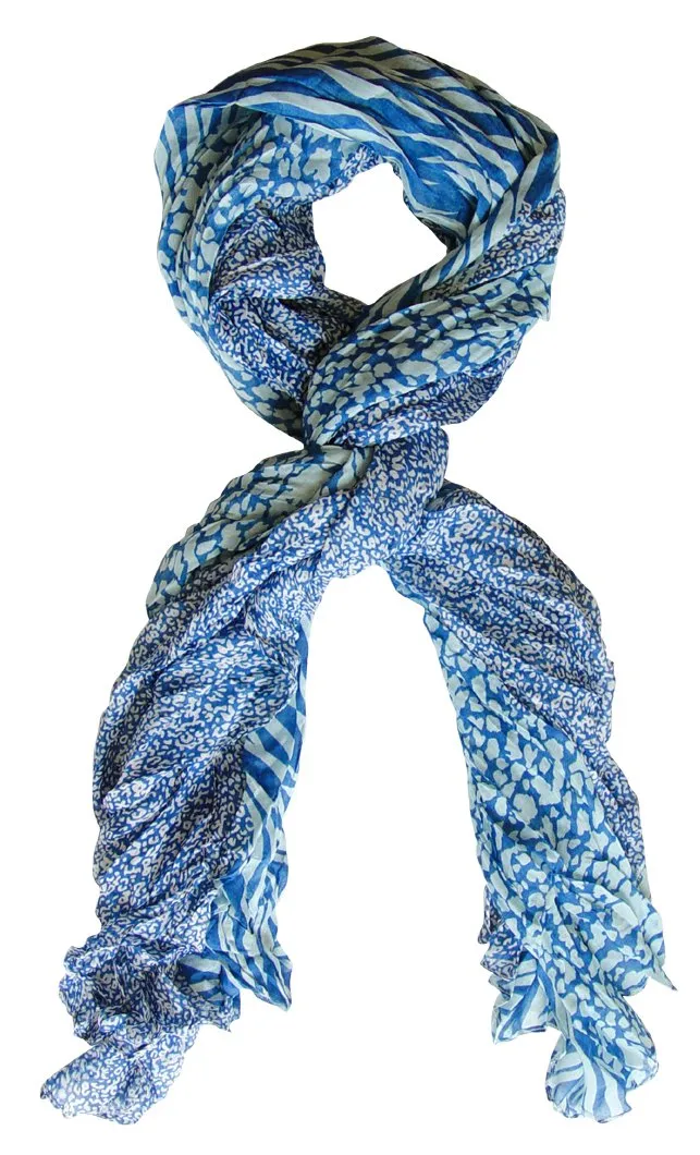 Peach Couture All Seasons Retro Zebra and Leopard Print Crinkle Scarf