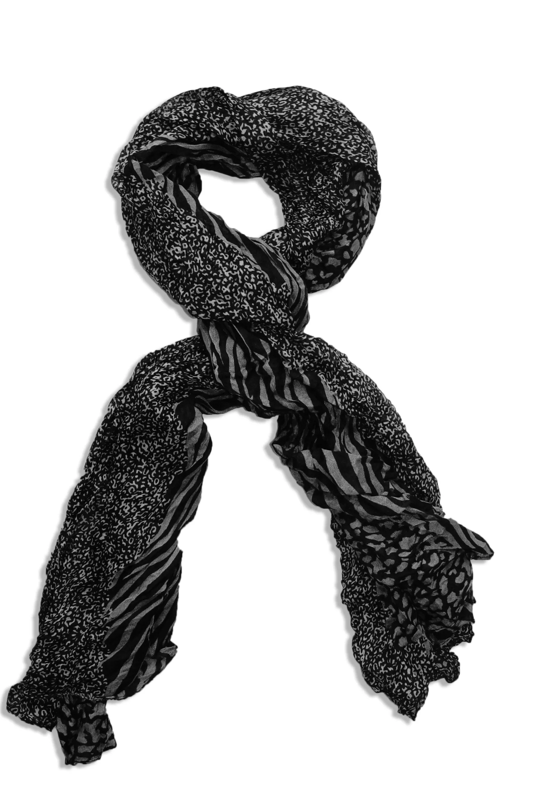 Peach Couture All Seasons Retro Zebra and Leopard Print Crinkle Scarf