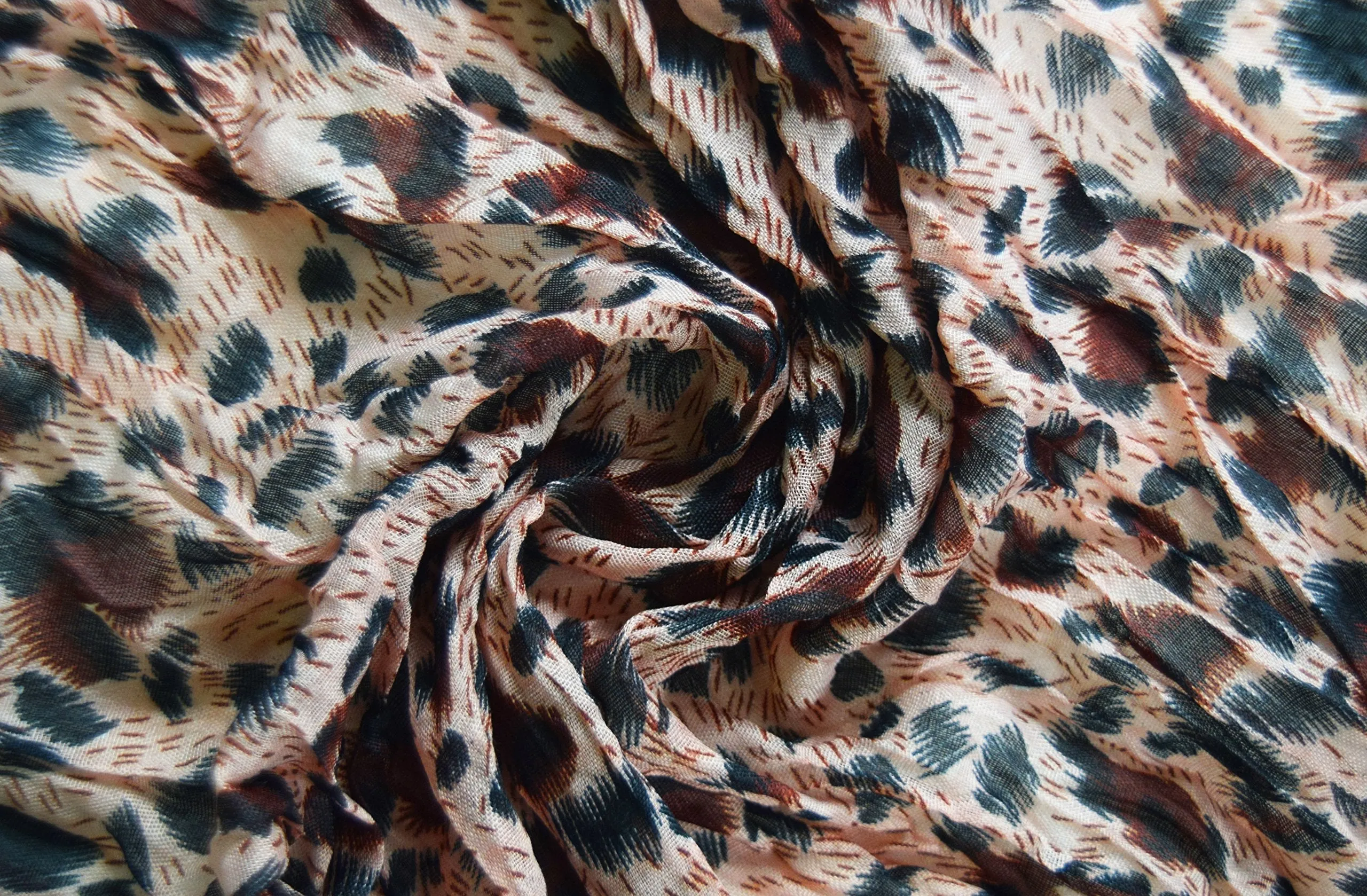 Peach Couture All Seasons Retro Zebra and Leopard Print Crinkle Scarf