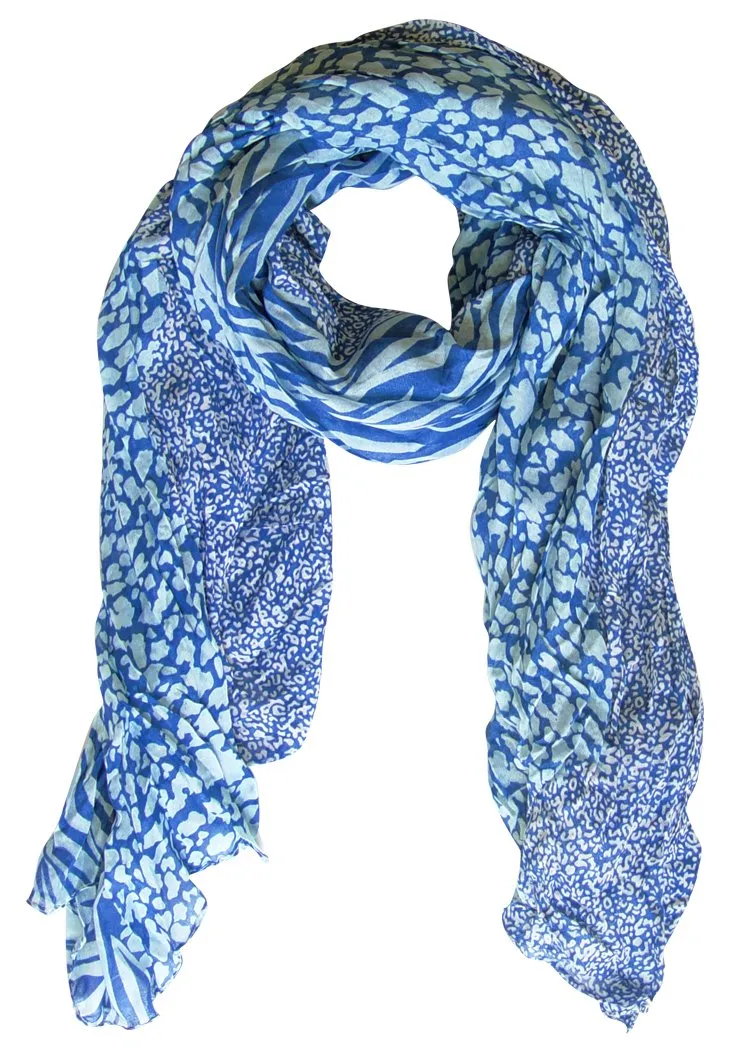 Peach Couture All Seasons Retro Zebra and Leopard Print Crinkle Scarf