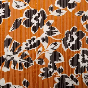 Printed polyester - MARCELINE - Tropical leafs - Bittersweet