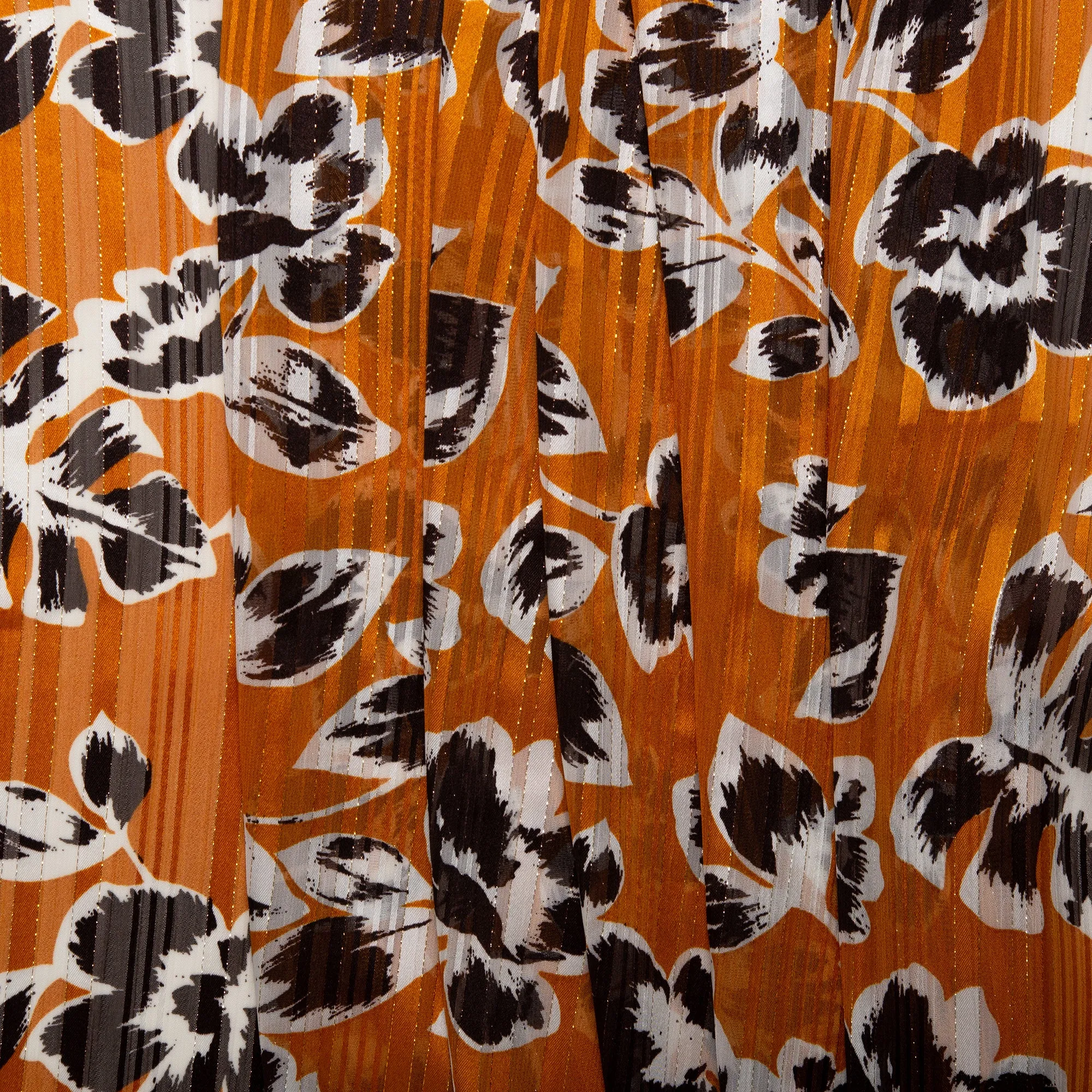 Printed polyester - MARCELINE - Tropical leafs - Bittersweet
