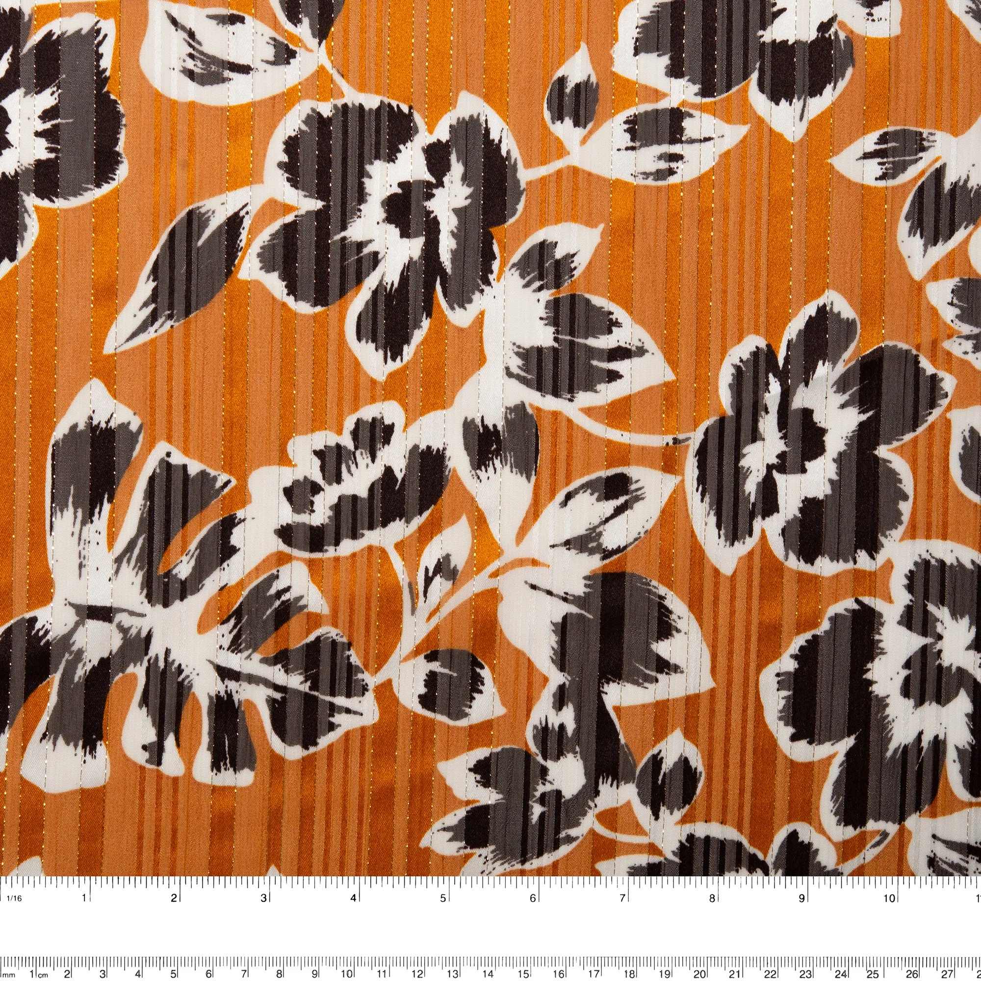 Printed polyester - MARCELINE - Tropical leafs - Bittersweet