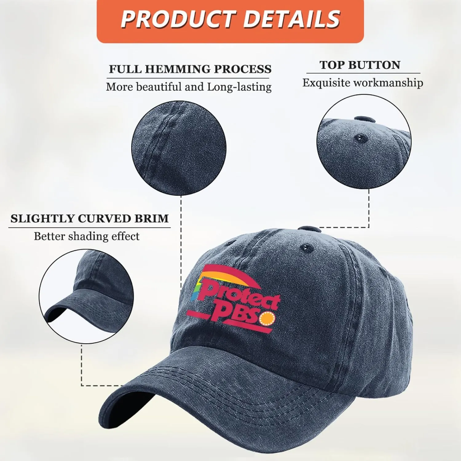 Protect P.B.S Save Public Broadcasting Service Baseball Caps for Adult,Trucker Cap Golf Hat Adjustable Fishing Hats