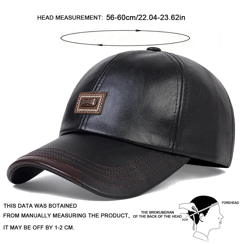 Pu Leather Letter Label Baseball Caps Spring and Autumn Outdoor Adjustable Casual Hats Sunscreen Hat