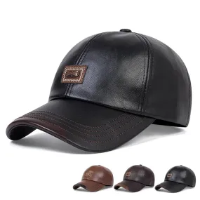 Pu Leather Letter Label Baseball Caps Spring and Autumn Outdoor Adjustable Casual Hats Sunscreen Hat