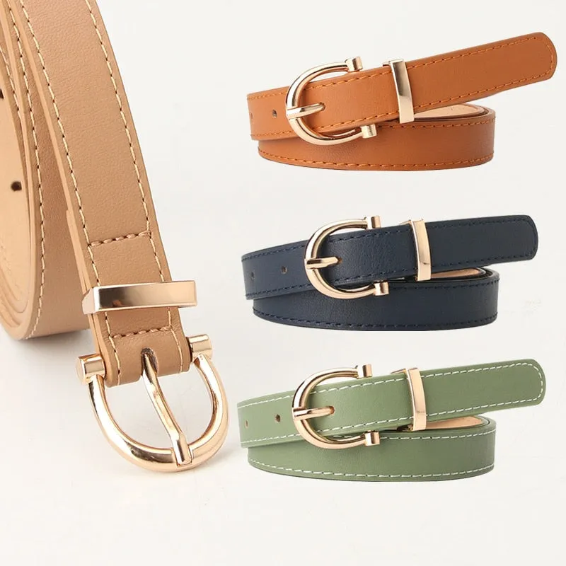 PU Leather Simple Metal Buckle Belt