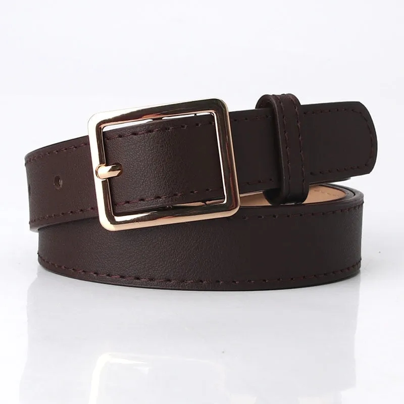 PU Leather Simple Metal Buckle Belt
