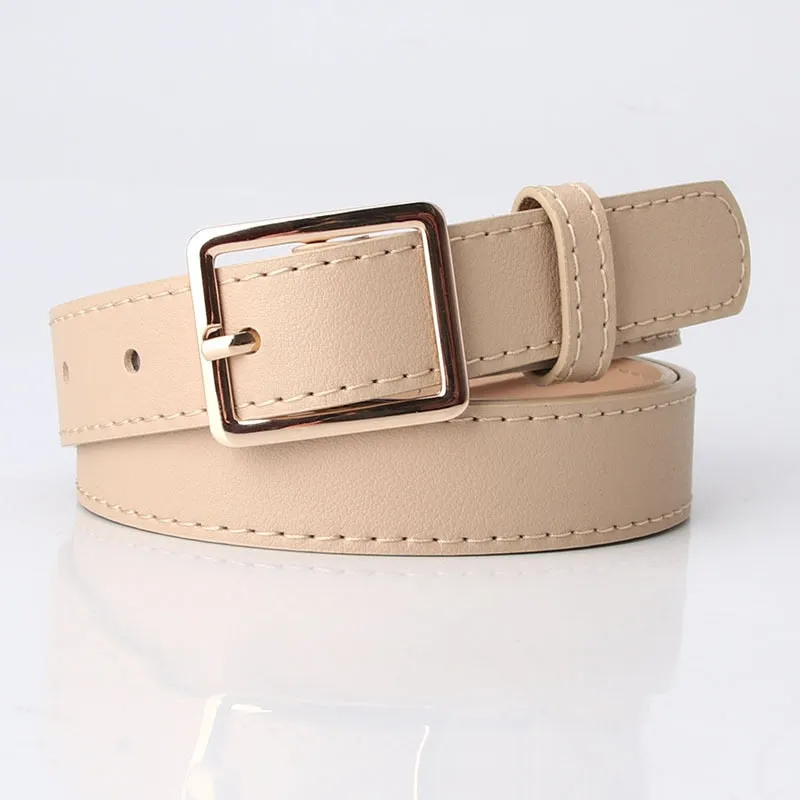 PU Leather Simple Metal Buckle Belt