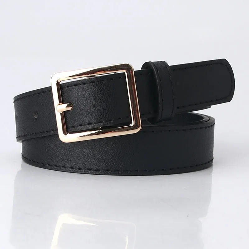 PU Leather Simple Metal Buckle Belt