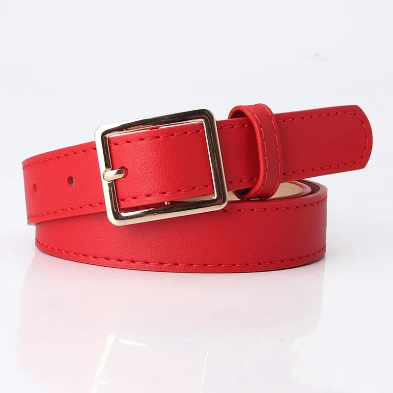PU Leather Simple Metal Buckle Belt