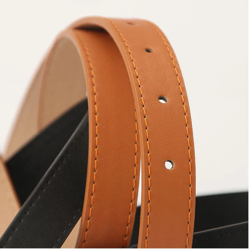 PU Leather Simple Metal Buckle Belt