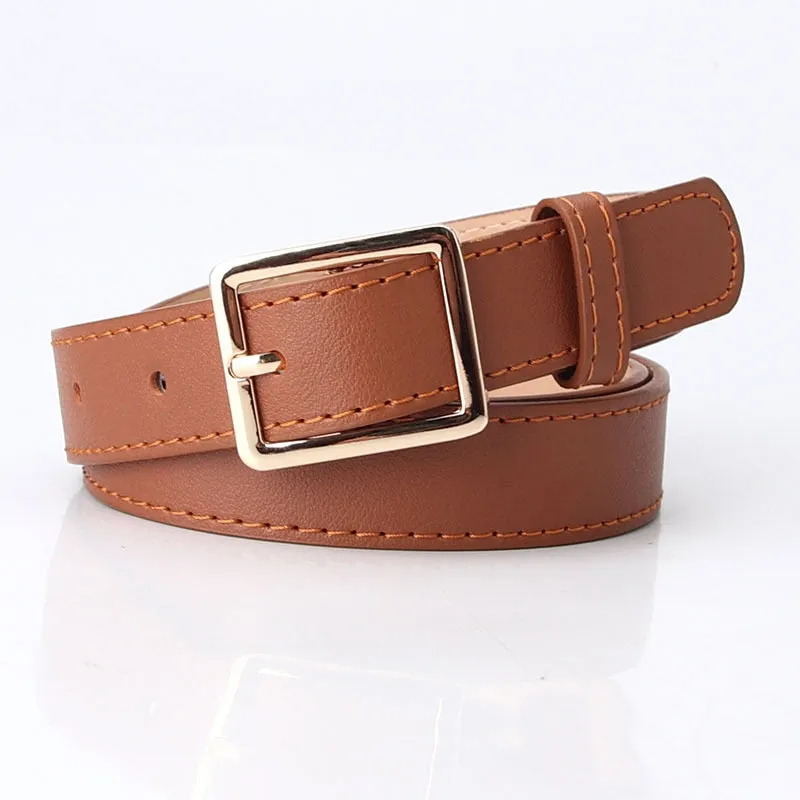 PU Leather Simple Metal Buckle Belt
