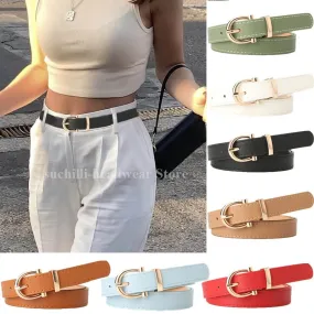 PU Leather Simple Metal Buckle Belt