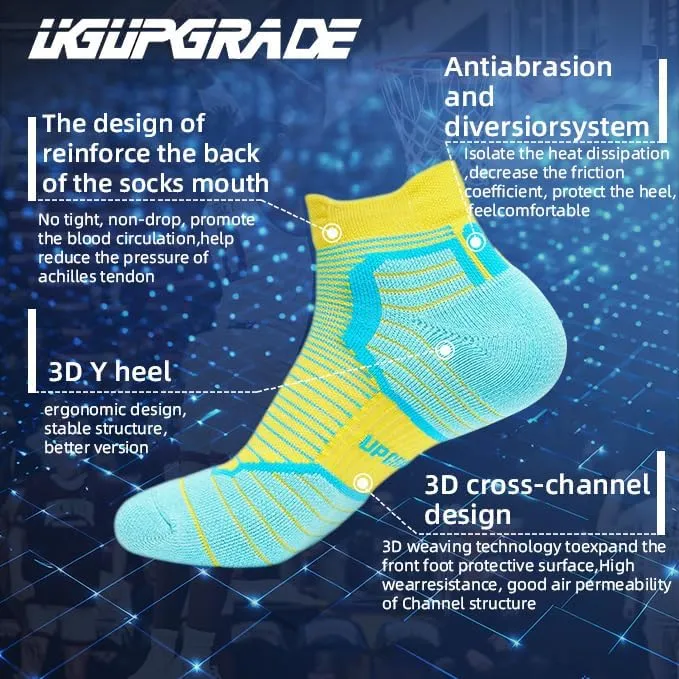 Running Socks with Shock Absorption, Moisture Wicking, Breathable for Men and Women 3 Pairs Pack