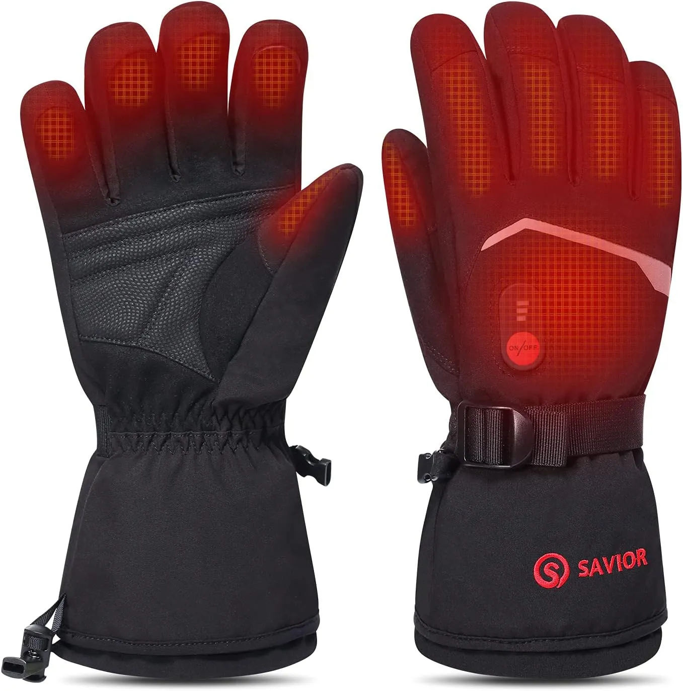 SAVIOR HEAT Rechargeable Heated Gloves - Electric Ski Gloves with 3 Heating Levels, Touchscreen, Waterproof for Men & Women