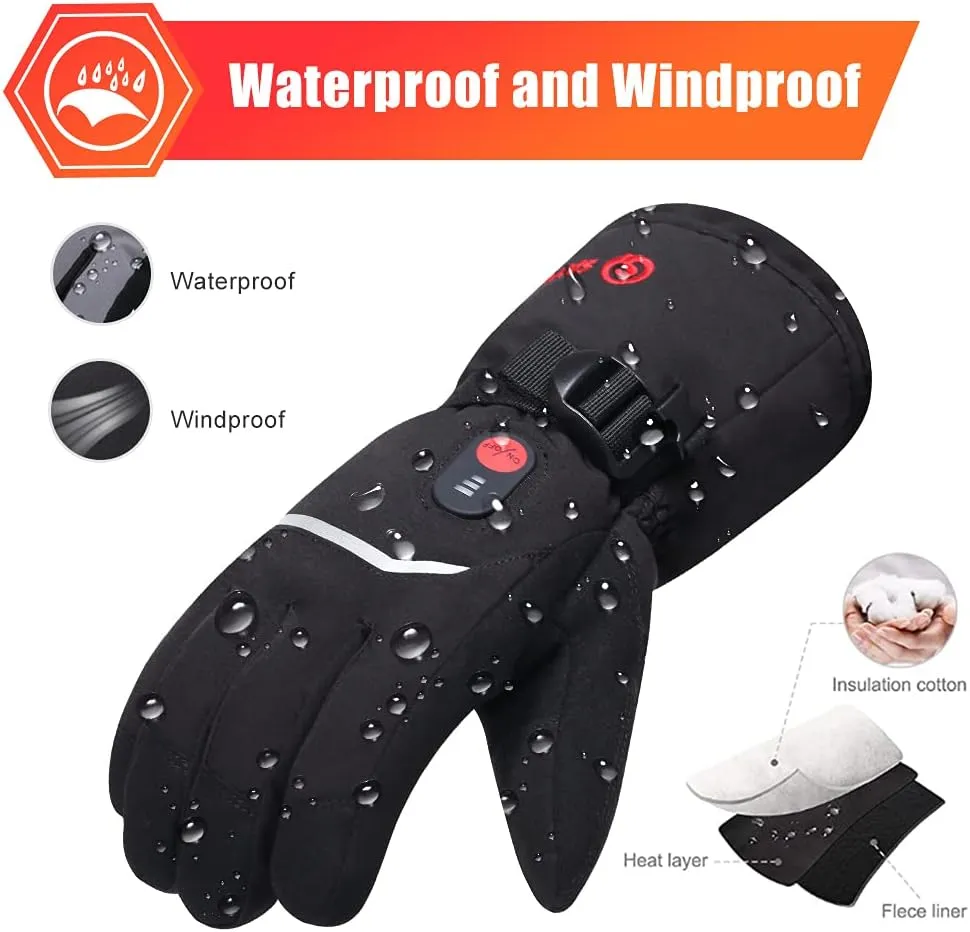 SAVIOR HEAT Rechargeable Heated Gloves - Electric Ski Gloves with 3 Heating Levels, Touchscreen, Waterproof for Men & Women