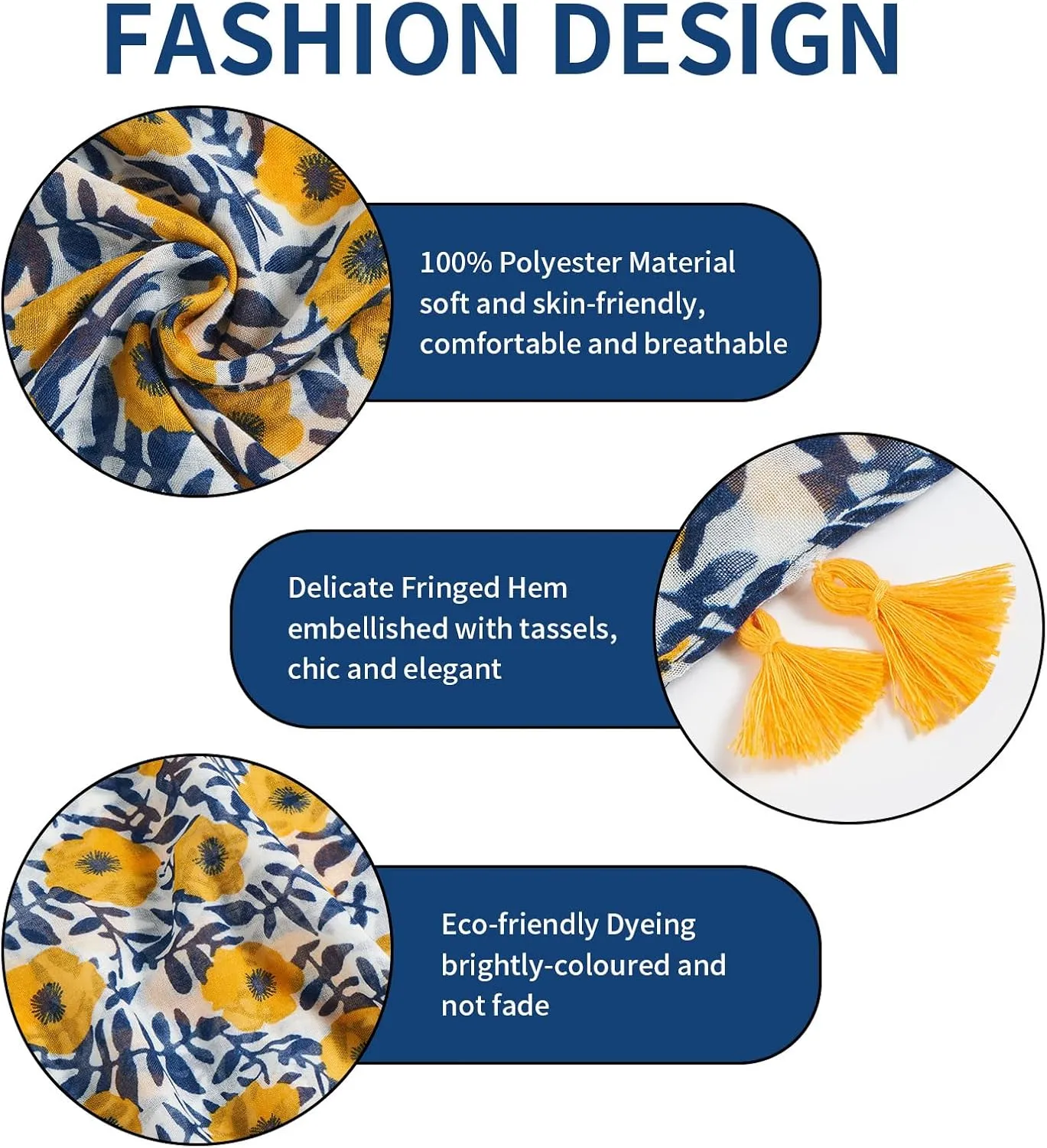 Scarf for Women Lightweight Soft Floral Leopard Printed Scarves Fall Winter Fashion Shawl Wrap with Fringe