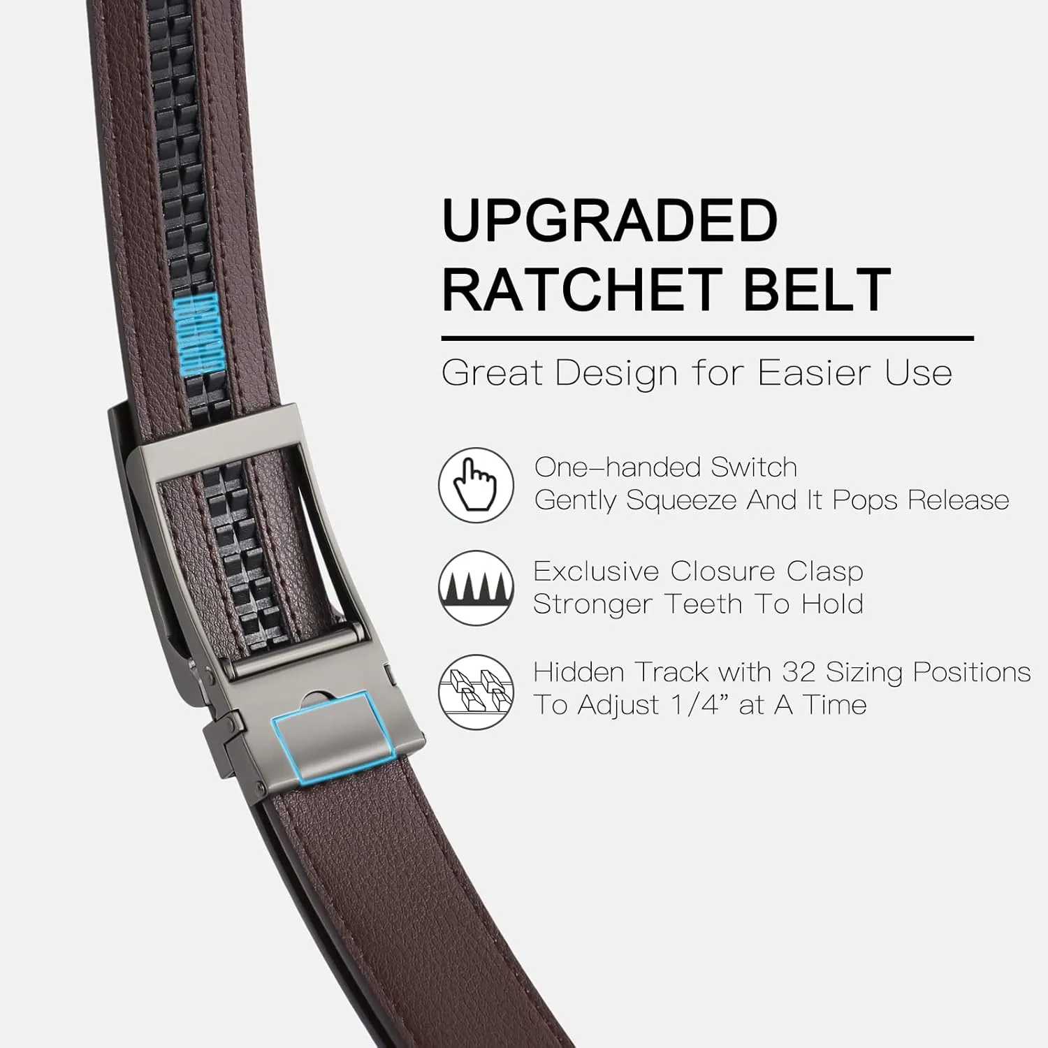SENDEFN 2 Pack Ratchet Belt Men, Men Leather Belts in Gift Set Box for Dress Casual, Size Adjustable Trim to Fit