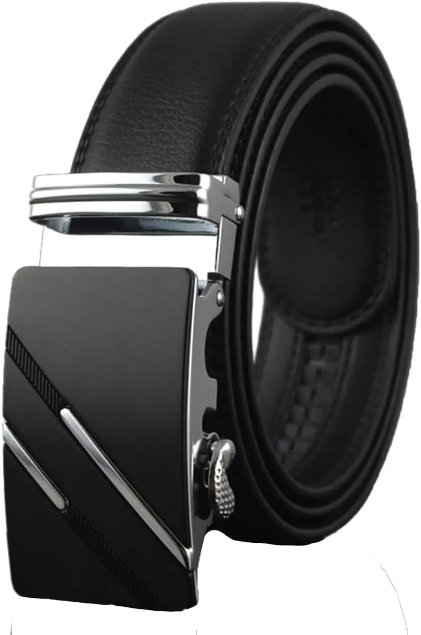 seven wolves Men's Automatic Ratchet Belt Leather Business Casual Style Slide belt