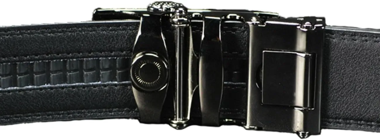 seven wolves Men's Automatic Ratchet Belt Leather Business Casual Style Slide belt