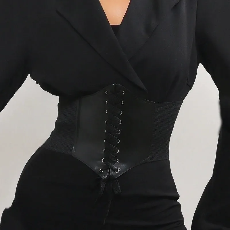 Simple Style Classic Style Solid Color Pu Leather Elastic Band Women's Corset Belts