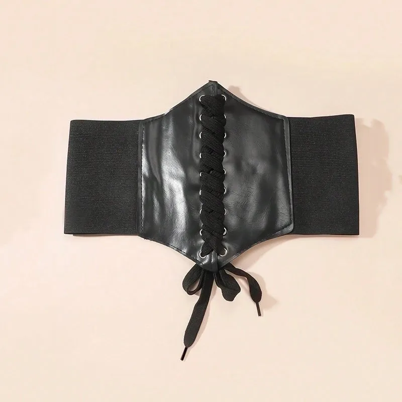 Simple Style Classic Style Solid Color Pu Leather Elastic Band Women's Corset Belts