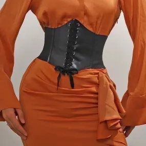 Simple Style Classic Style Solid Color Pu Leather Elastic Band Women's Corset Belts
