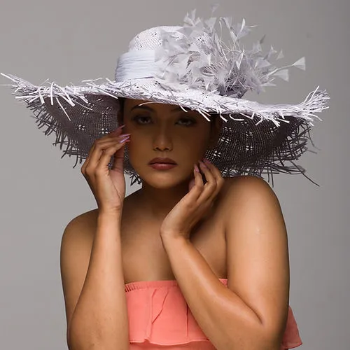 Straw Sun Hat With Lilac Trims And Fringe (Dottyback)