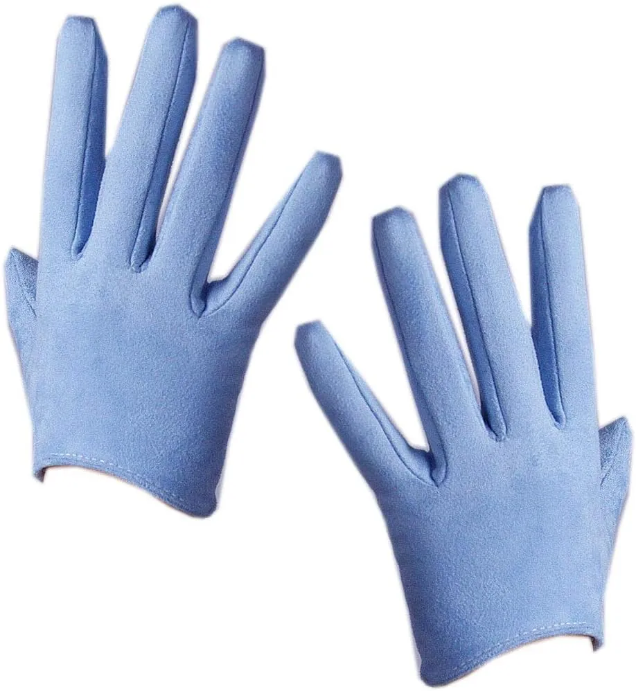 Suede Gloves Faux Leather 28" 70cm Opera Evening Extra Long Light Baby Blue