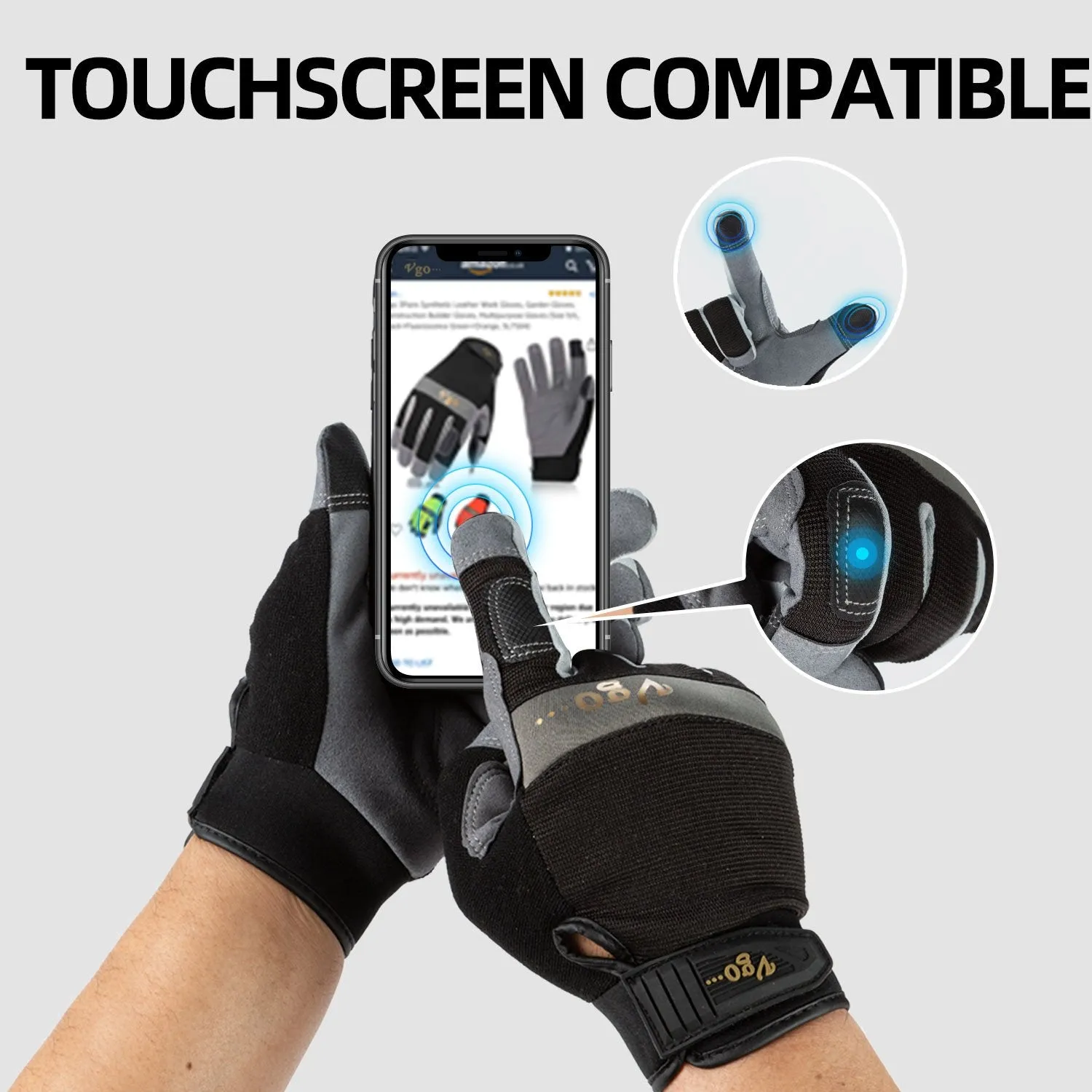 Vgo 3 Pairs Synthetic Leather Work Gloves, Light duty work gloves  (3 Colors,SL7584)